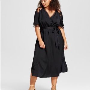 Who What Wear Satin and Lace Midi Dress
